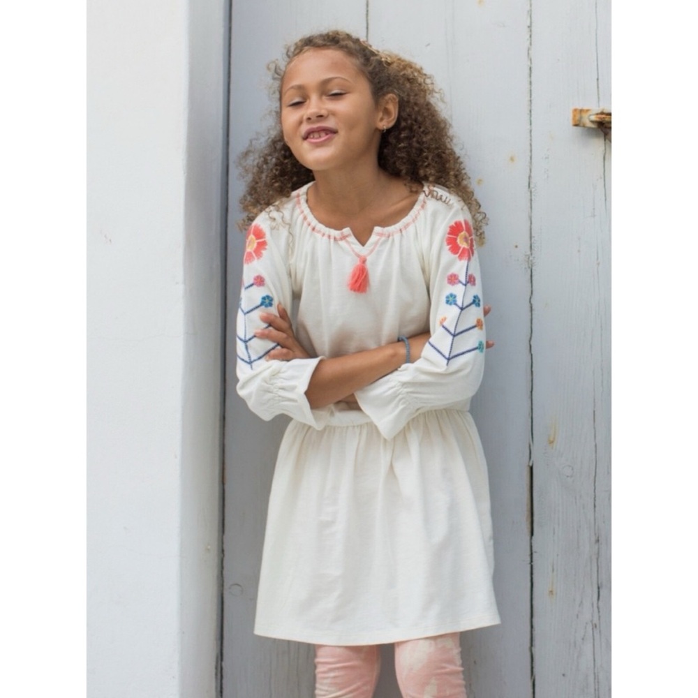 Tea Collection Cotton Dress Long Sleeve Embroidery NWT Sz 7